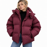 Veste Puffer Femme en Polyester - Design Matelassé avec Rembourrage Isolant et Col Haut