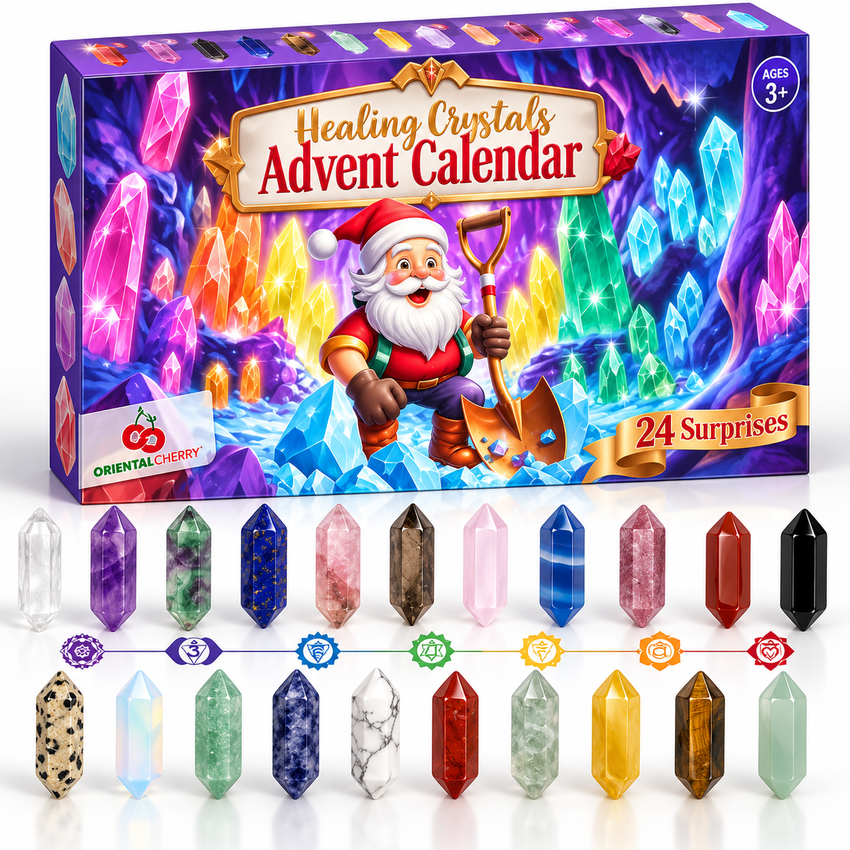 Calendrier de l'Avent avec 24 Cristaux - Compte à Rebours de Noël à Portes Numérotées