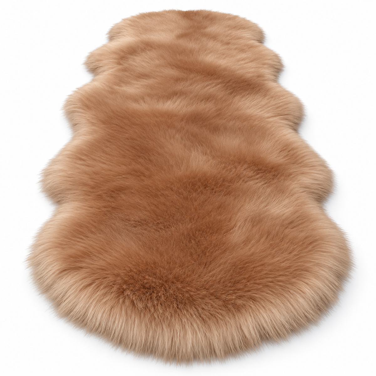 Tapis Peluche Effet Peau de Mouton - Tapis Ovale à Poils Longs en Polyester