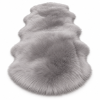 Tapis Peluche Effet Peau de Mouton - Tapis Ovale à Poils Longs en Polyester