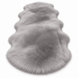 Tapis Peluche Effet Peau de Mouton - Tapis Ovale à Poils Longs en Polyester