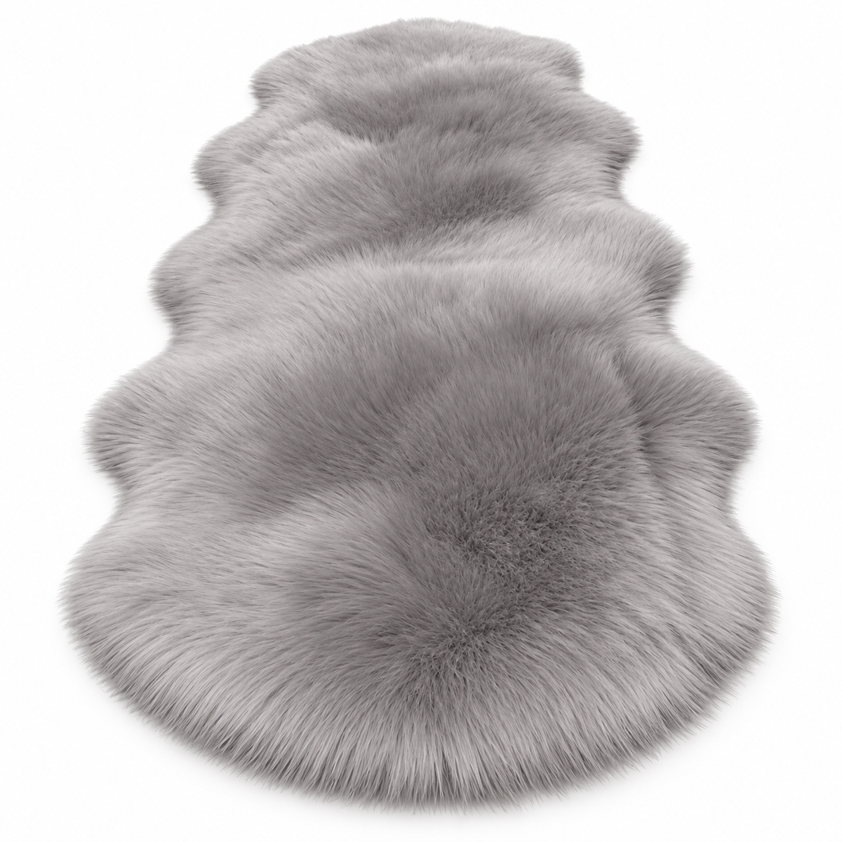 Tapis Peluche Effet Peau de Mouton - Tapis Ovale à Poils Longs en Polyester