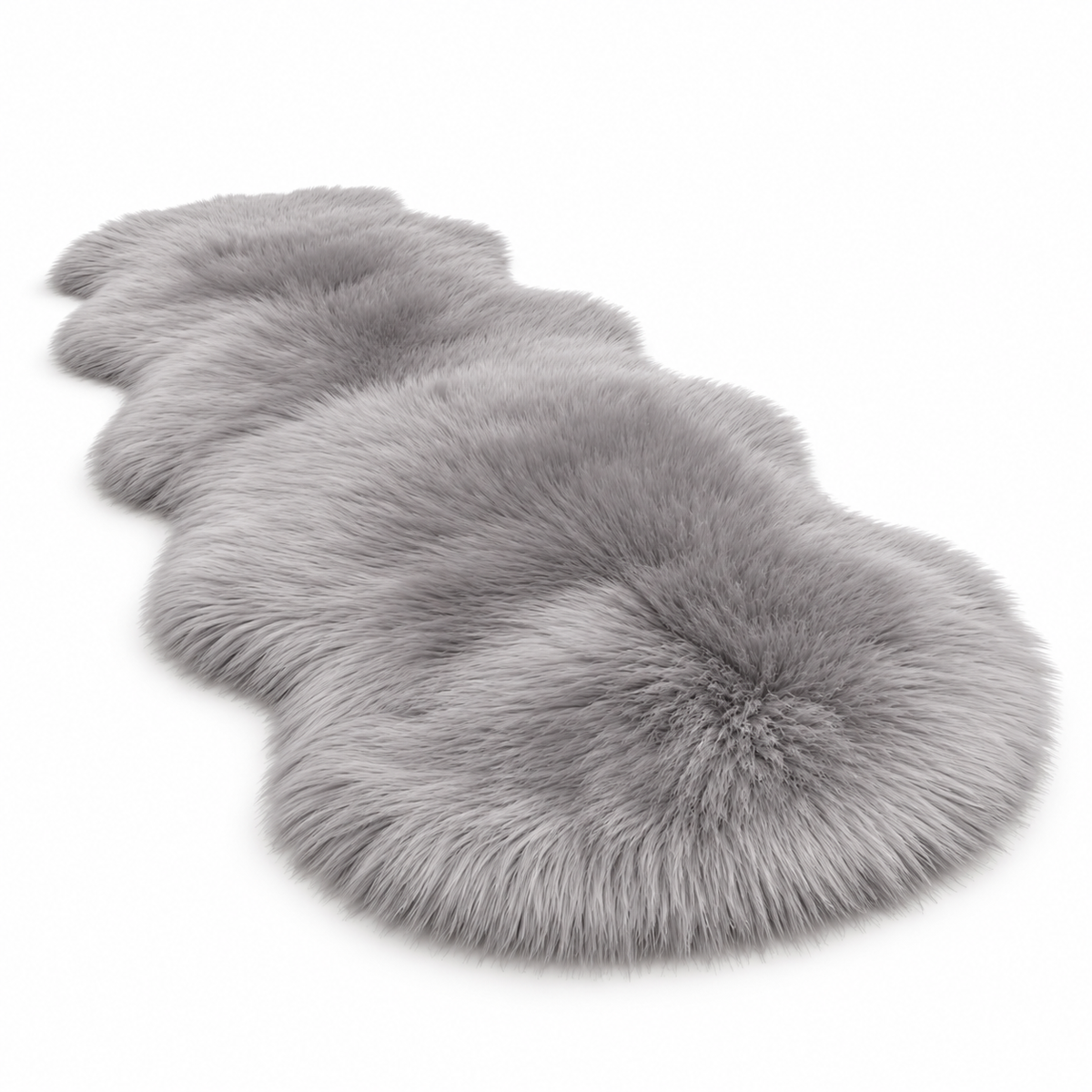 Tapis Peluche Effet Peau de Mouton - Tapis Ovale à Poils Longs en Polyester