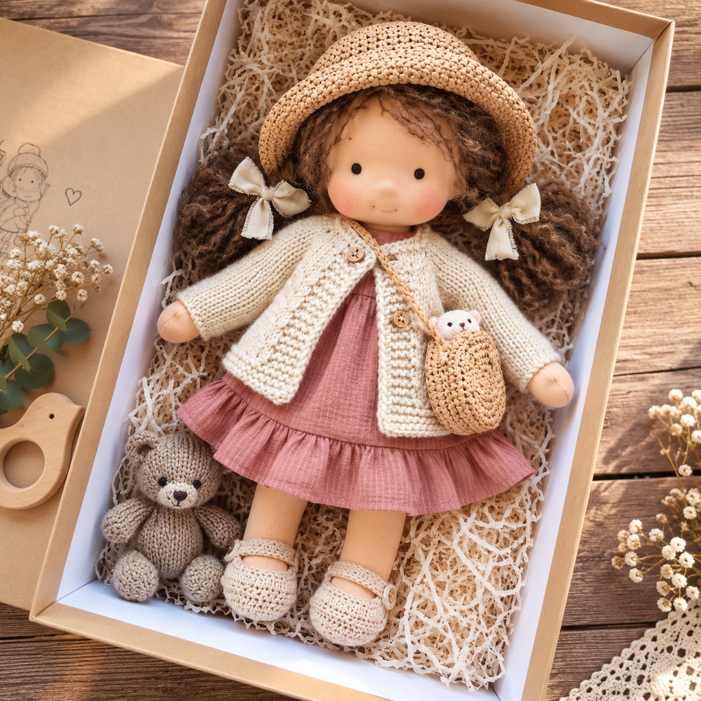 Poupée en Tissu Faite Main - Design Inspiré de Waldorf pour Jeu de Rôle et Décoration