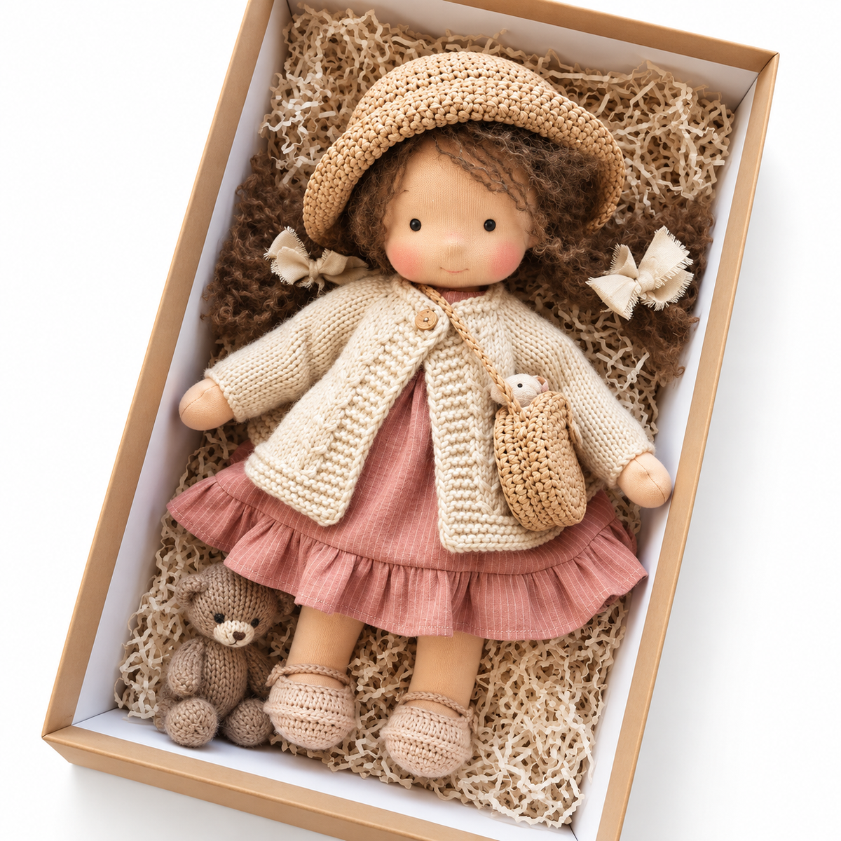 Poupée en Tissu Faite Main - Design Inspiré de Waldorf pour Jeu de Rôle et Décoration