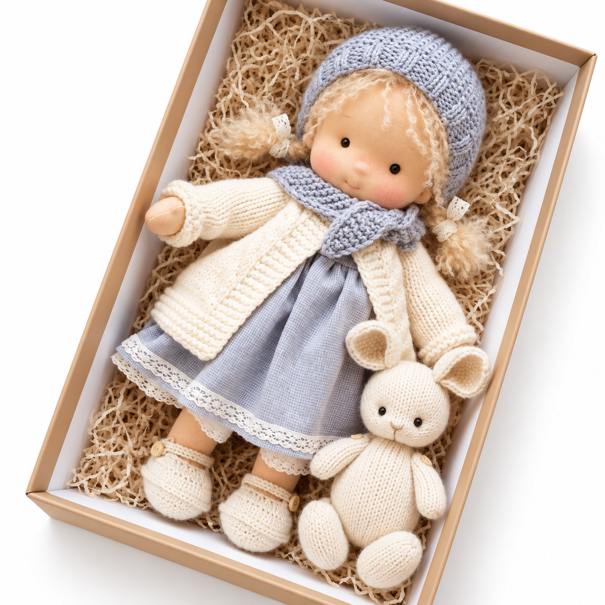 Poupée en Tissu Faite Main - Design Inspiré de Waldorf pour Jeu de Rôle et Décoration