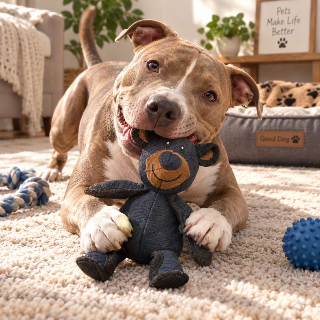 Jouet pour Chien en Tissu Renforcé - Ours en Peluche pour Mastication et Jeu Interactif