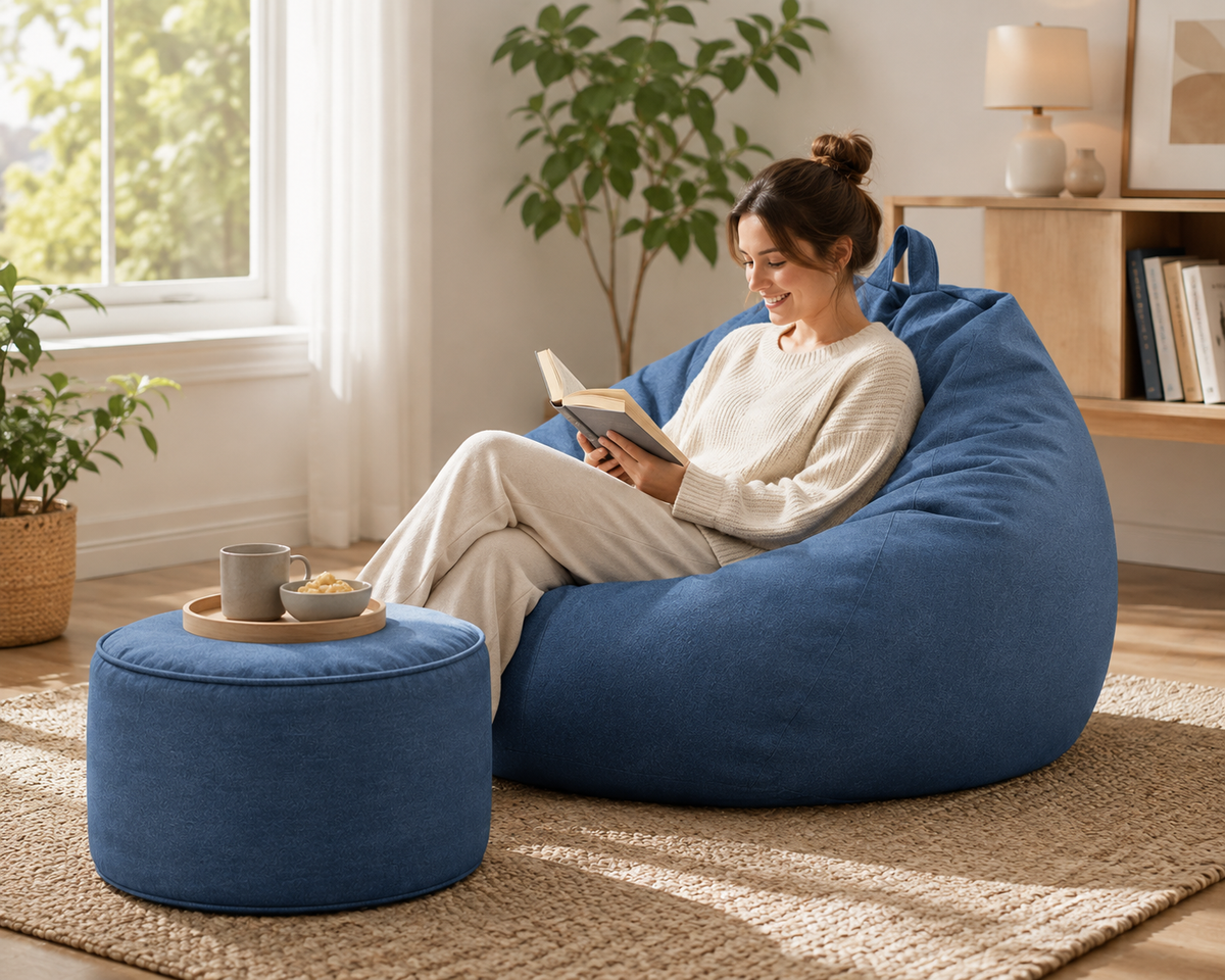 Housse de Bean Bag en Polyester - Housse de Fauteuil à Soin Amovible et Lavable