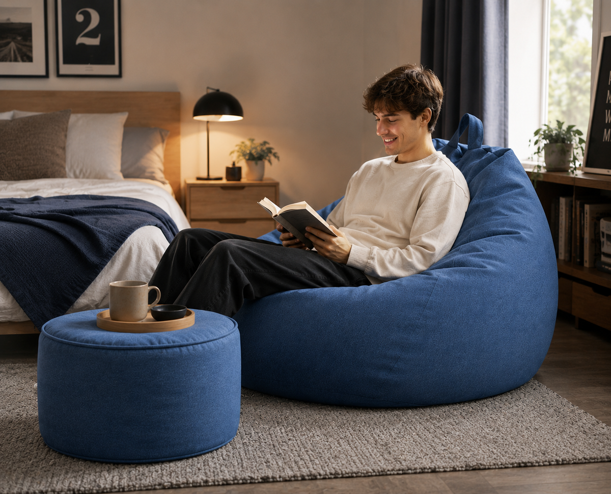Housse de Bean Bag en Polyester - Housse de Fauteuil à Soin Amovible et Lavable