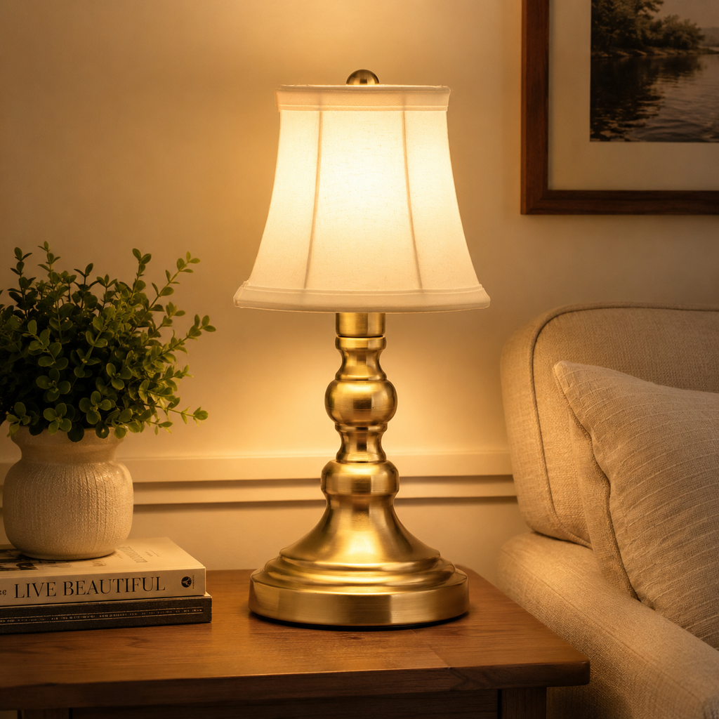 Lampe de Table Sans Fil en Laiton - Lampe Rechargeable pour Éclairage Intérieur