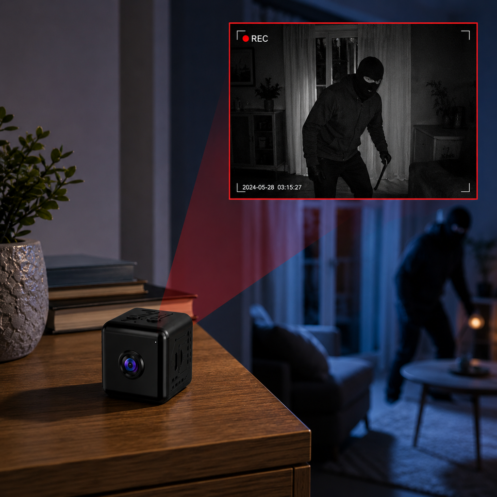 Caméra Intérieure - 1080P Full HD avec Vision Nocturne, Wi-Fi et Détection de Mouvement
