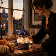 Carrousel Halloween Fantôme avec Lumières - Décoration de Table Rotative de 19 cm
