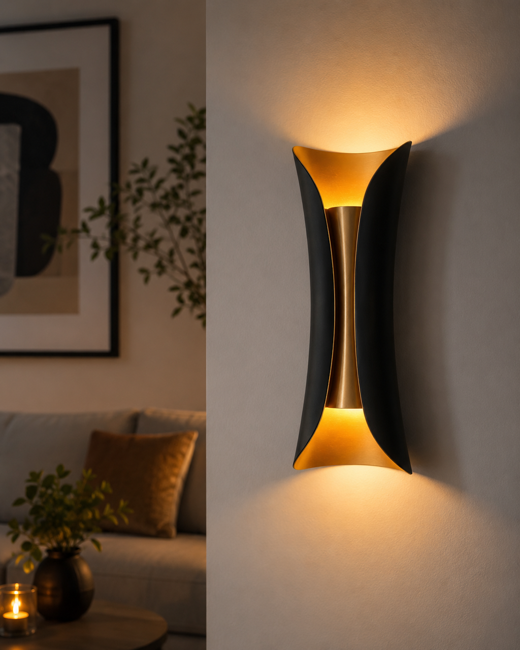 Applique Murale à Deux Lumières en Métal Noir - Compatible E26/E27 pour Intérieur