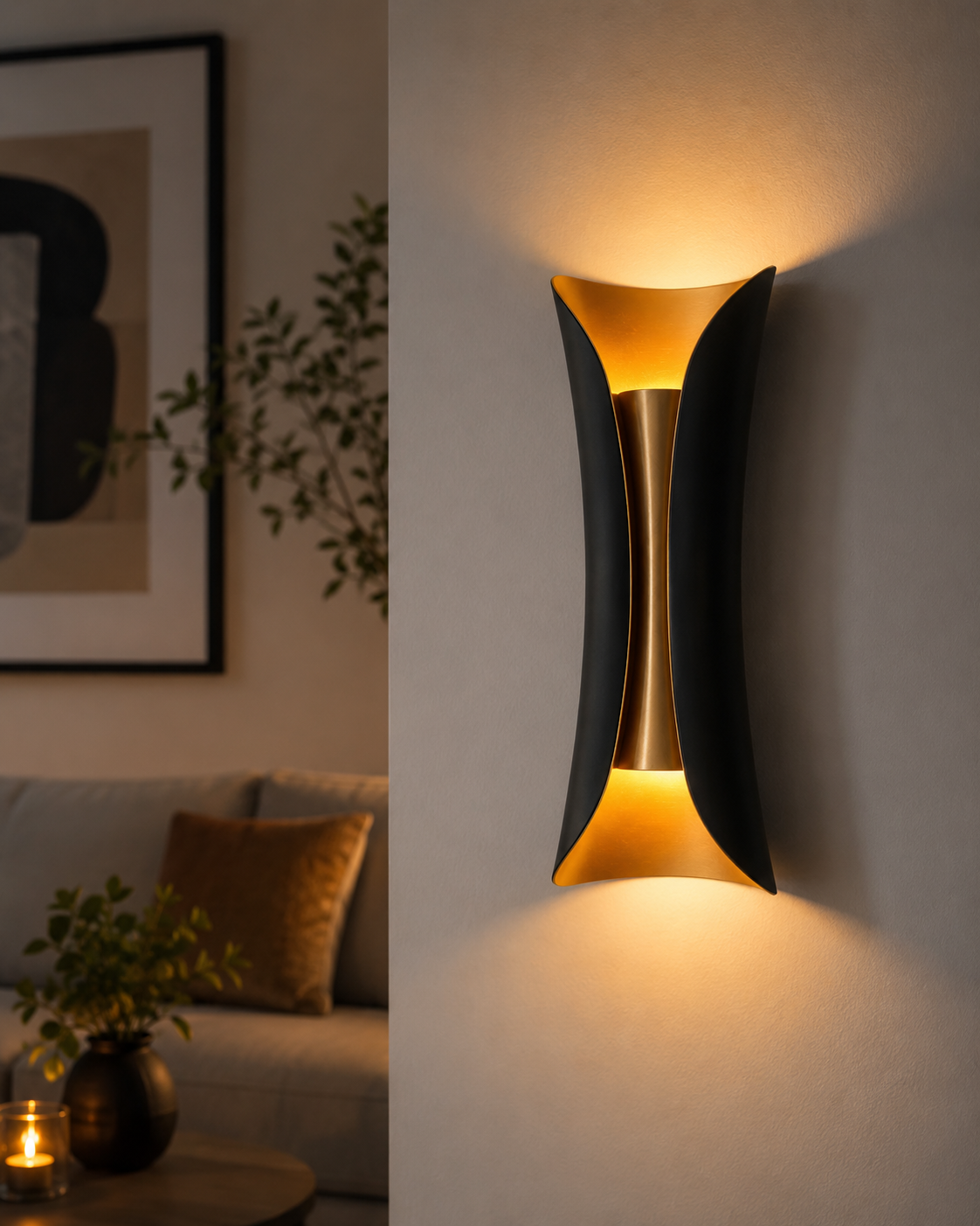 Applique Murale à Deux Lumières en Métal Noir - Compatible E26/E27 pour Intérieur