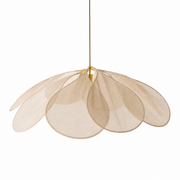 Suspension Florale en Tissu et Métal - Luminaire de Plafond pour Éclairage Intérieur