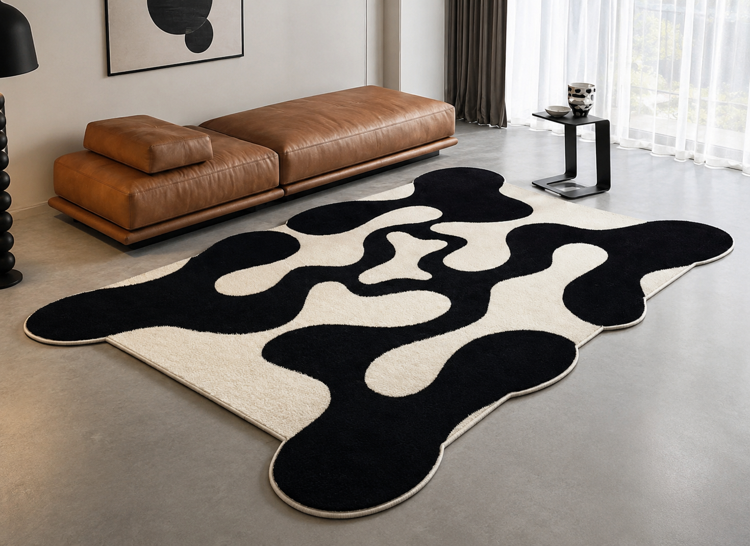 Tapis à Motif Ondulé et Abstrait - Tapis d'Intérieur en Polyester