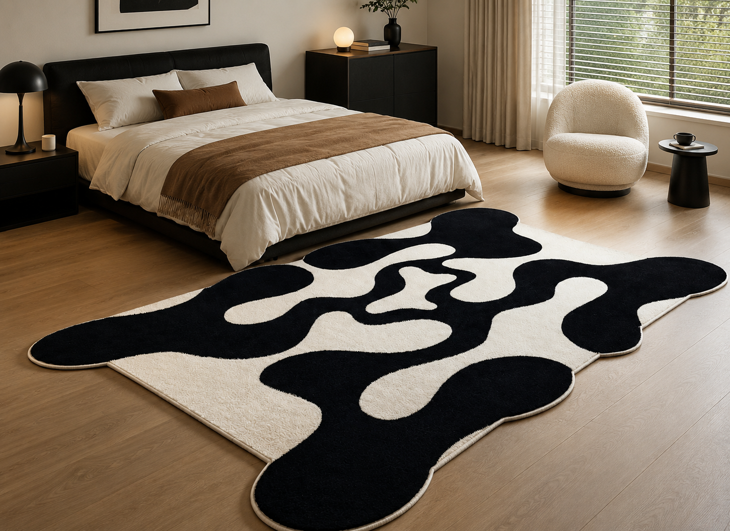 Tapis à Motif Ondulé et Abstrait - Tapis d'Intérieur en Polyester