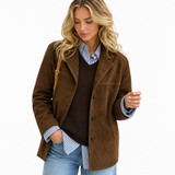 Veste Femme en Suédine | Coupe Oversized & Fermeture à Bouton | Manches Longues avec Poches pour l'Automne | Valuna