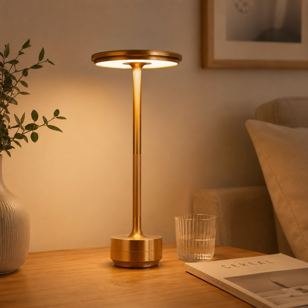 Lampe de Table Sans Fil en Aluminium - Lampe LED Rechargeable avec Commande Tactile