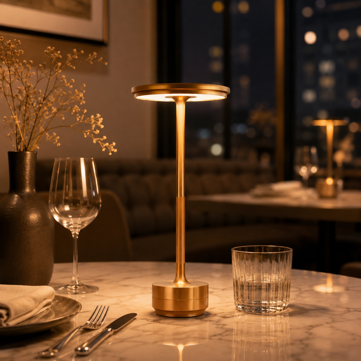 Lampe de Table Sans Fil en Aluminium - Lampe LED Rechargeable avec Commande Tactile