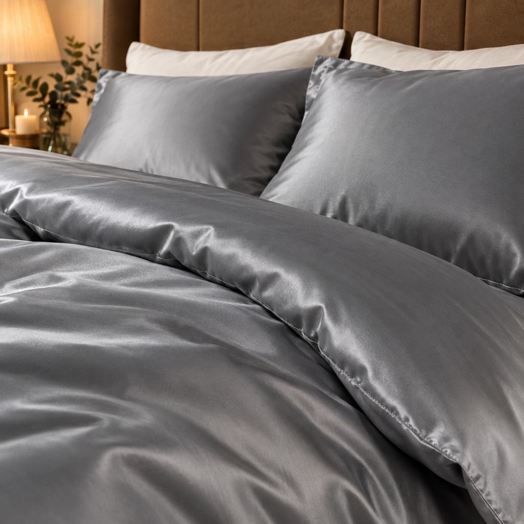 Parure de Lit en Polyester Finition Satinée - Ensemble de 4 Pièces