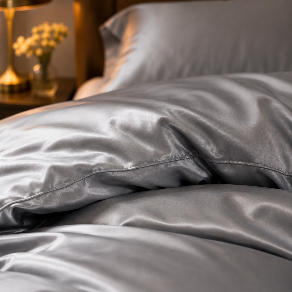 Parure de Lit en Polyester Finition Satinée - Ensemble de 4 Pièces
