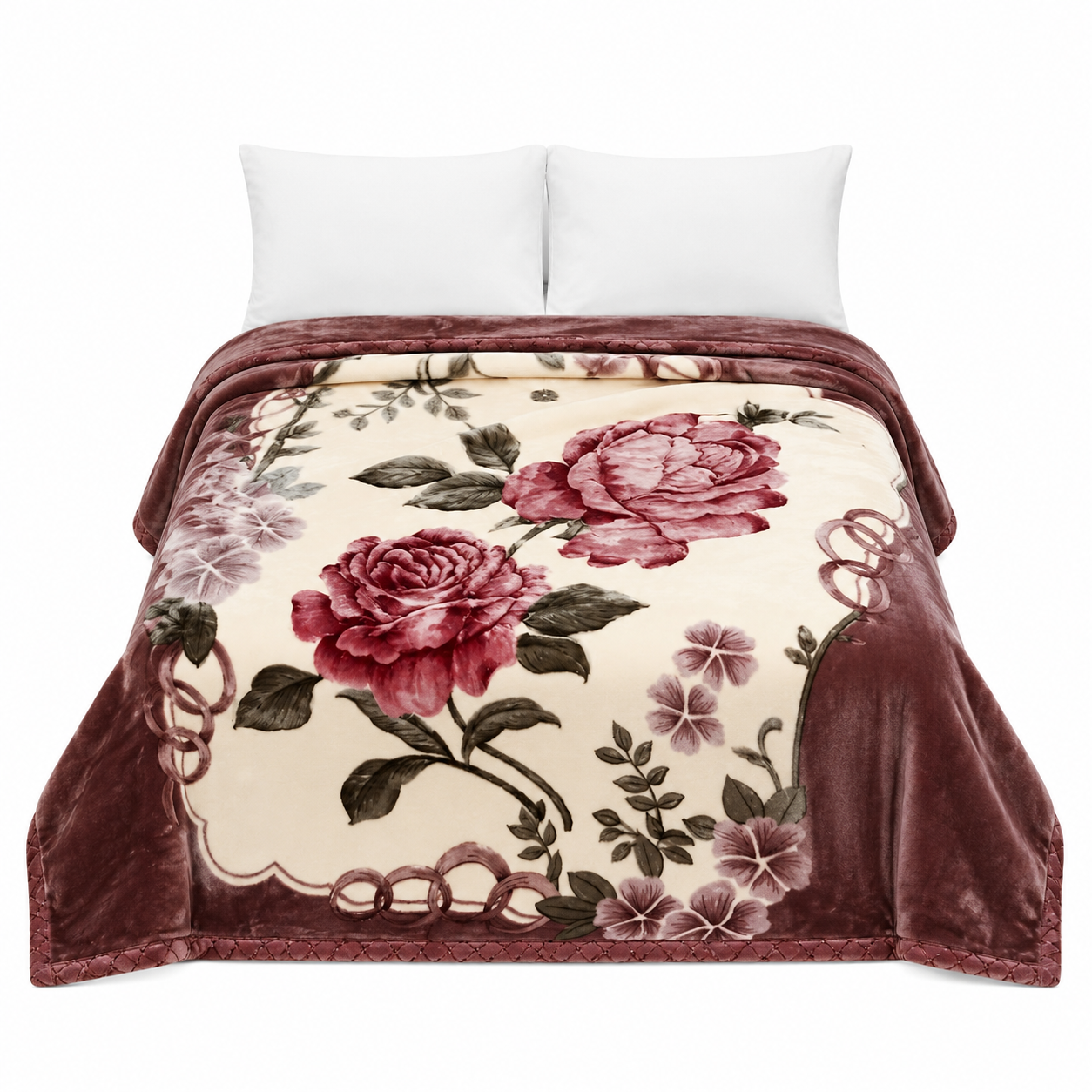 Couverture Polaire Florale - Plaid Doux en Microfibre avec Motif de Fleurs Roses