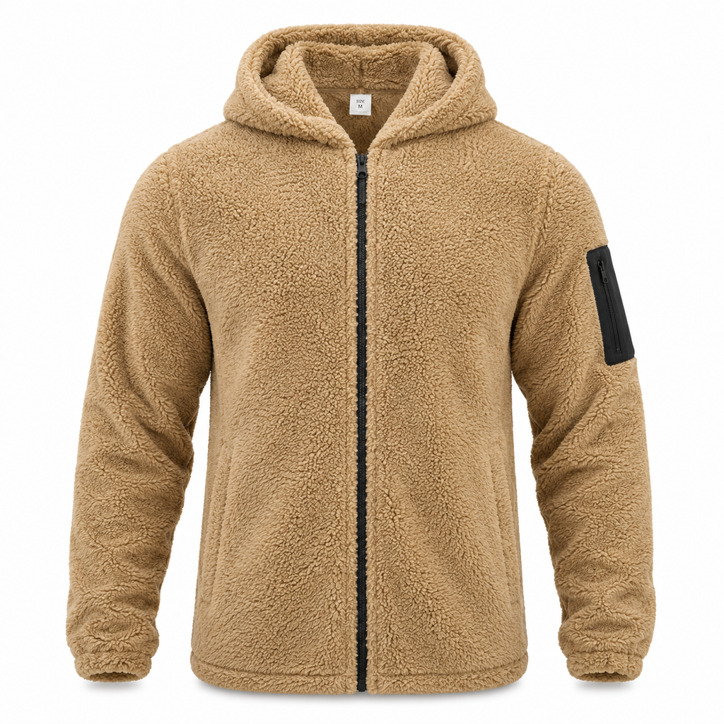 Veste Homme en Fleece à Capuche | Zip Frontal & Poches Latérales | Manches Longues pour Temps Froid au Quotidien | Valuna