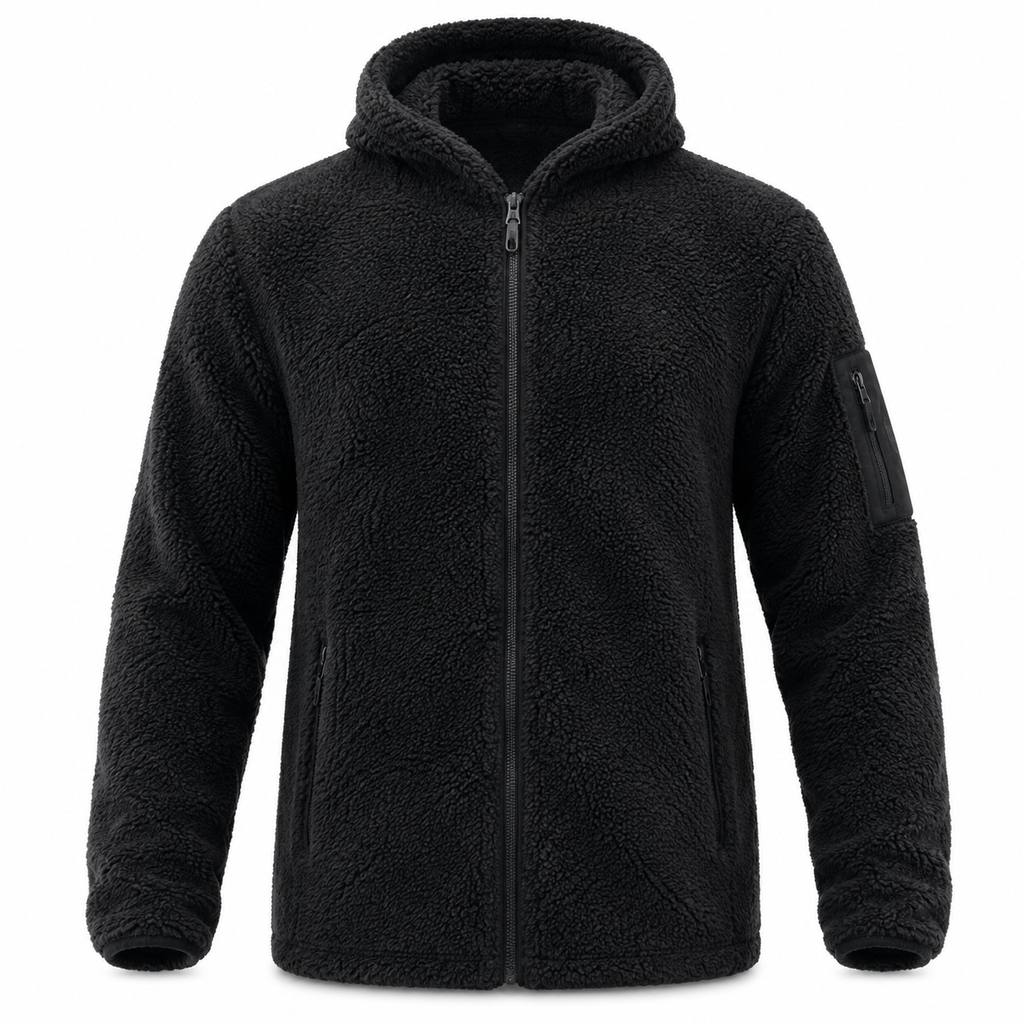 Veste en Fleece à Capuche Homme - Fermeture Éclair et Poches Latérales pour Temps Froid