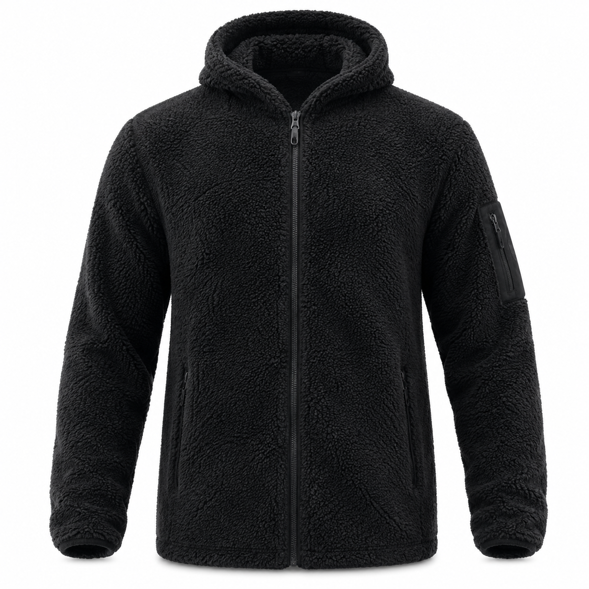 Veste en Fleece à Capuche Homme - Fermeture Éclair et Poches Latérales pour Temps Froid