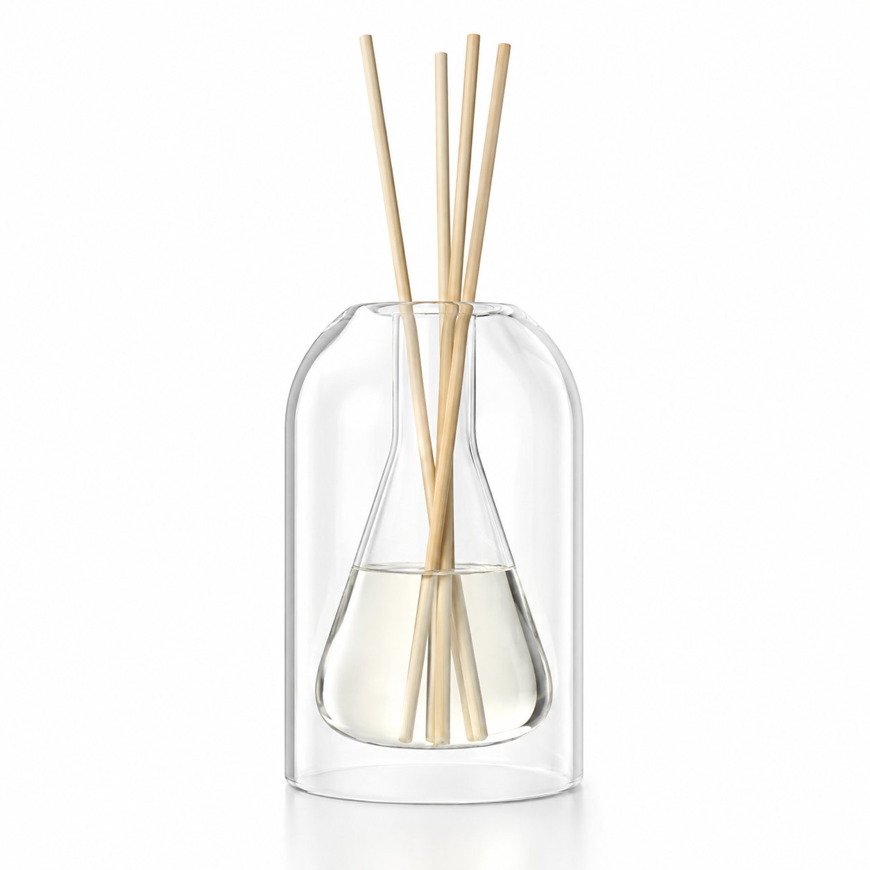 Diffuseur à Bâtonnets - Dôme en Verre Double avec Tiges en Rotin pour Parfum d'Intérieur