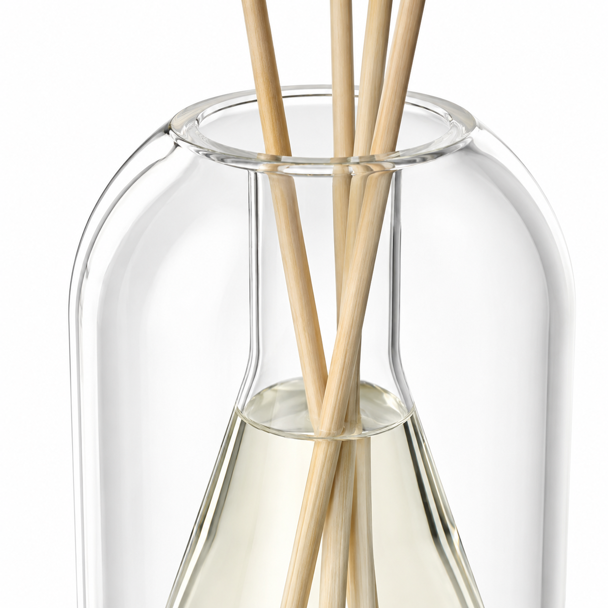 Diffuseur à Bâtonnets - Dôme en Verre Double avec Tiges en Rotin pour Parfum d'Intérieur