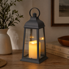 Ensemble de Lanternes LED - 2 Veilleuses Décoratives Grises avec LED Effet Bougie
