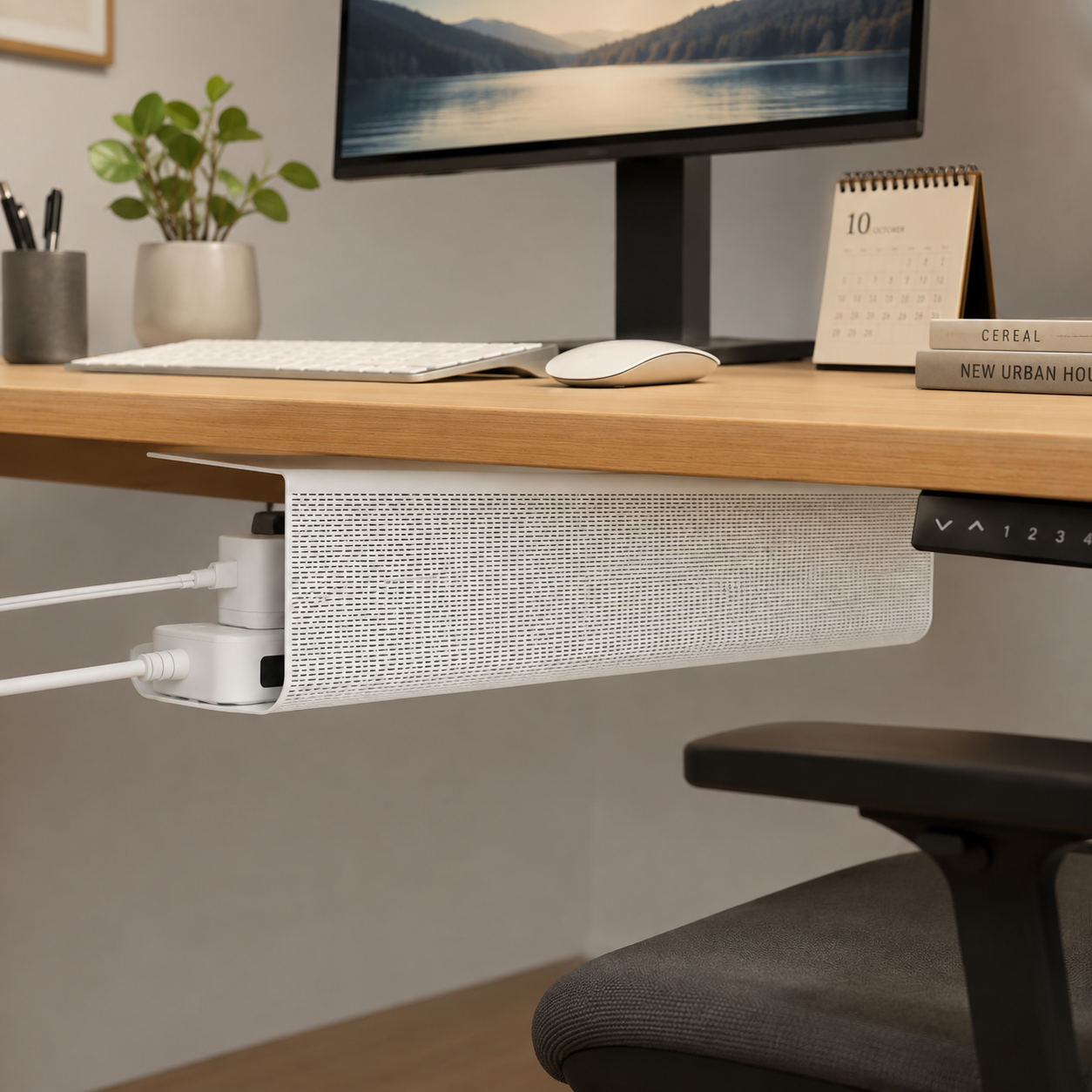 Goulotte Autocollante pour Câbles de Bureau - Organisateur en PVC de 40 cm en Forme de J