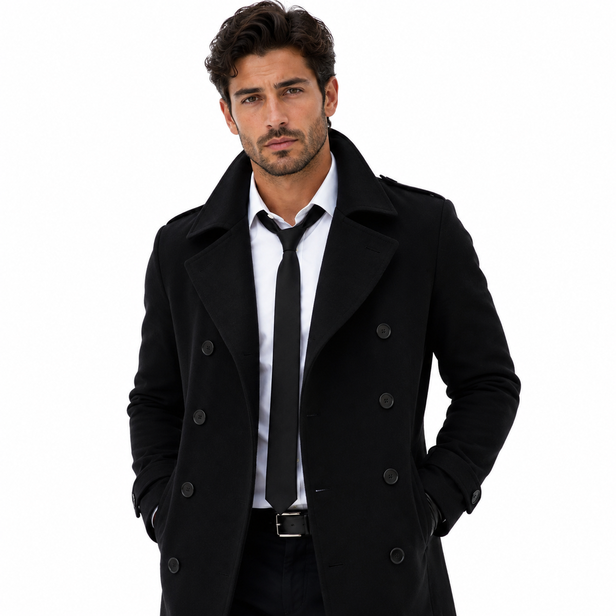 Trench Long Homme - Double Fermeture Éclair avec Design Uni pour Temps Froid
