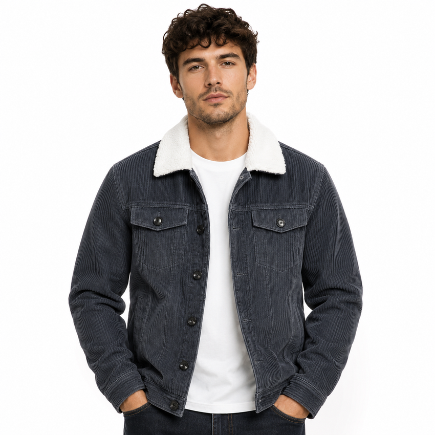 Veste Homme en Velours Côtelé de Coton - Doublure Matelassée avec Coupe Décontractée