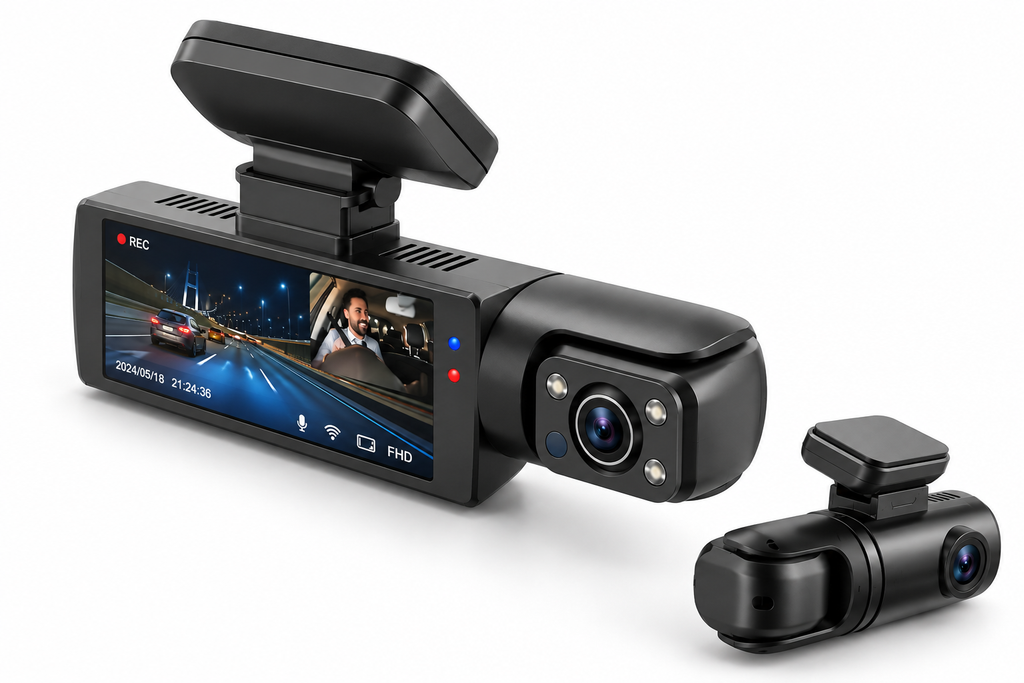 Caméra de Tableau de Bord Wi-Fi - Double Caméra 1080P avec Capteur G et Enregistrement en Boucle