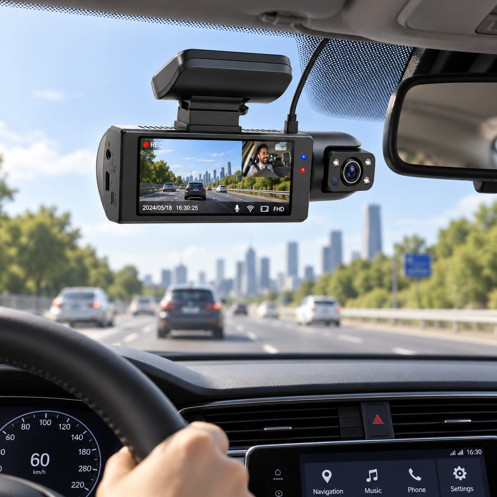 Caméra de Tableau de Bord Wi-Fi - Double Caméra 1080P avec Capteur G et Enregistrement en Boucle