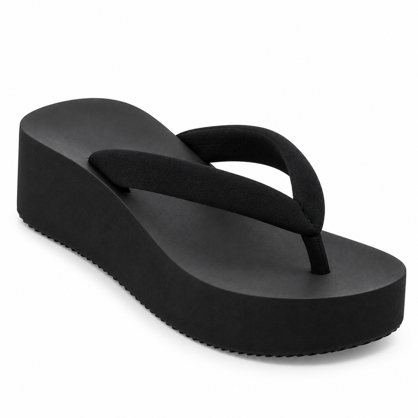 Tongs Compensées pour Femme en EVA - Sandales Slip-On avec Brides en PU