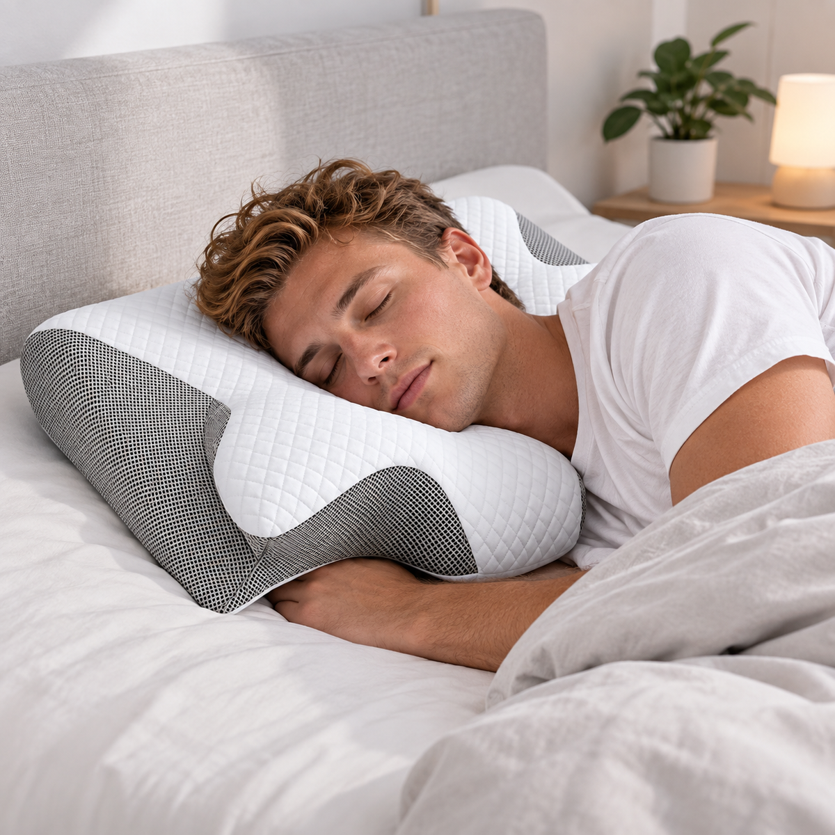 Oreiller en Mousse à Mémoire - Housse en Mélange de Coton pour le Sommeil Quotidien