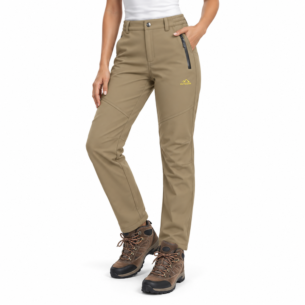Pantalon Femme Doublé en Polaire - Polyester Résistant à l'Eau pour Activités Hivernales