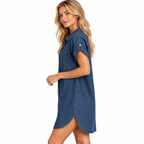 Robe Chemise en Denim - Coupe Ajustée avec Poches pour Usage Quotidien