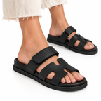 Sandales Plates Femme - Design Slip-On à Bout et Talon Ouverts avec Semelle Épaisse