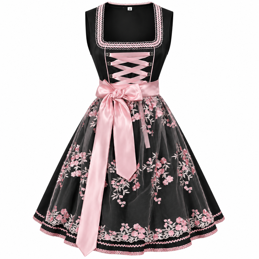 Costume Traditionnel Femme - Ensemble Trois Pièces avec Robe, Blouse et Tablier pour Oktoberfest