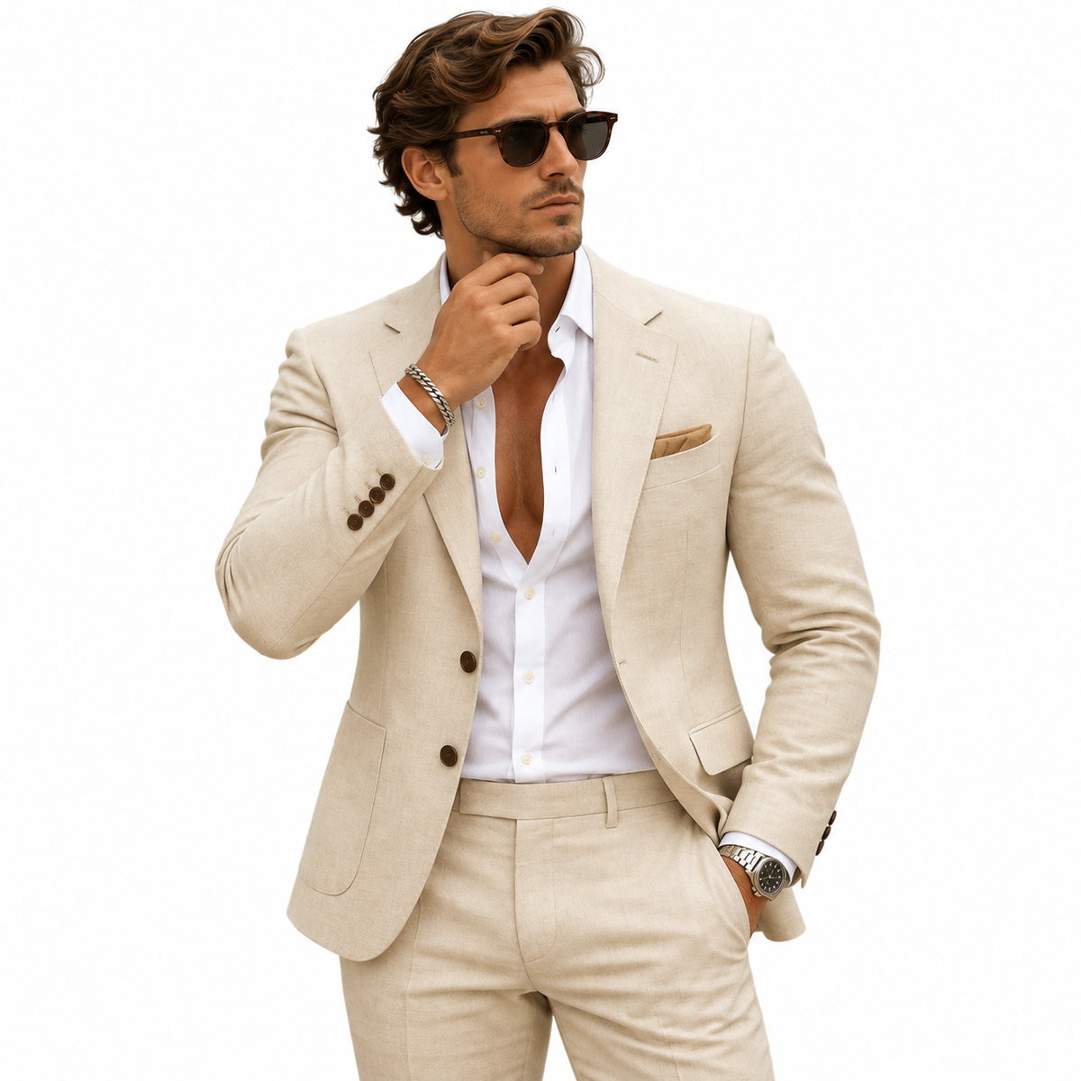 Costume Homme en Lin - Coupe Slim pour Événements et Tenues d'Été