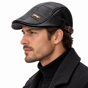 Casquette Plate en Cuir Homme - Ajustement Réglable avec Design Structuré Rétro