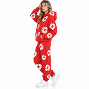 Survêtement Unisexe à Imprimé Floral - Hoodie avec Pantalon Assorti et Taille Élastique