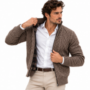 Cardigan Homme en Acrylique - Col Haut avec Fermeture Éclair Intégrale et Doublure