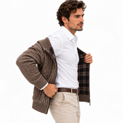 Cardigan Homme en Acrylique - Col Haut avec Fermeture Éclair Intégrale et Doublure