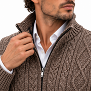 Cardigan Homme en Acrylique - Col Haut avec Fermeture Éclair Intégrale et Doublure